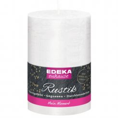 Stumpenkerze Rustik weiß 13x7cm 