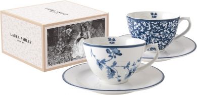 Laura Ashley Blueprint Collectables - Geschenkset  2 Tassen 26cl mit Untersetzer 